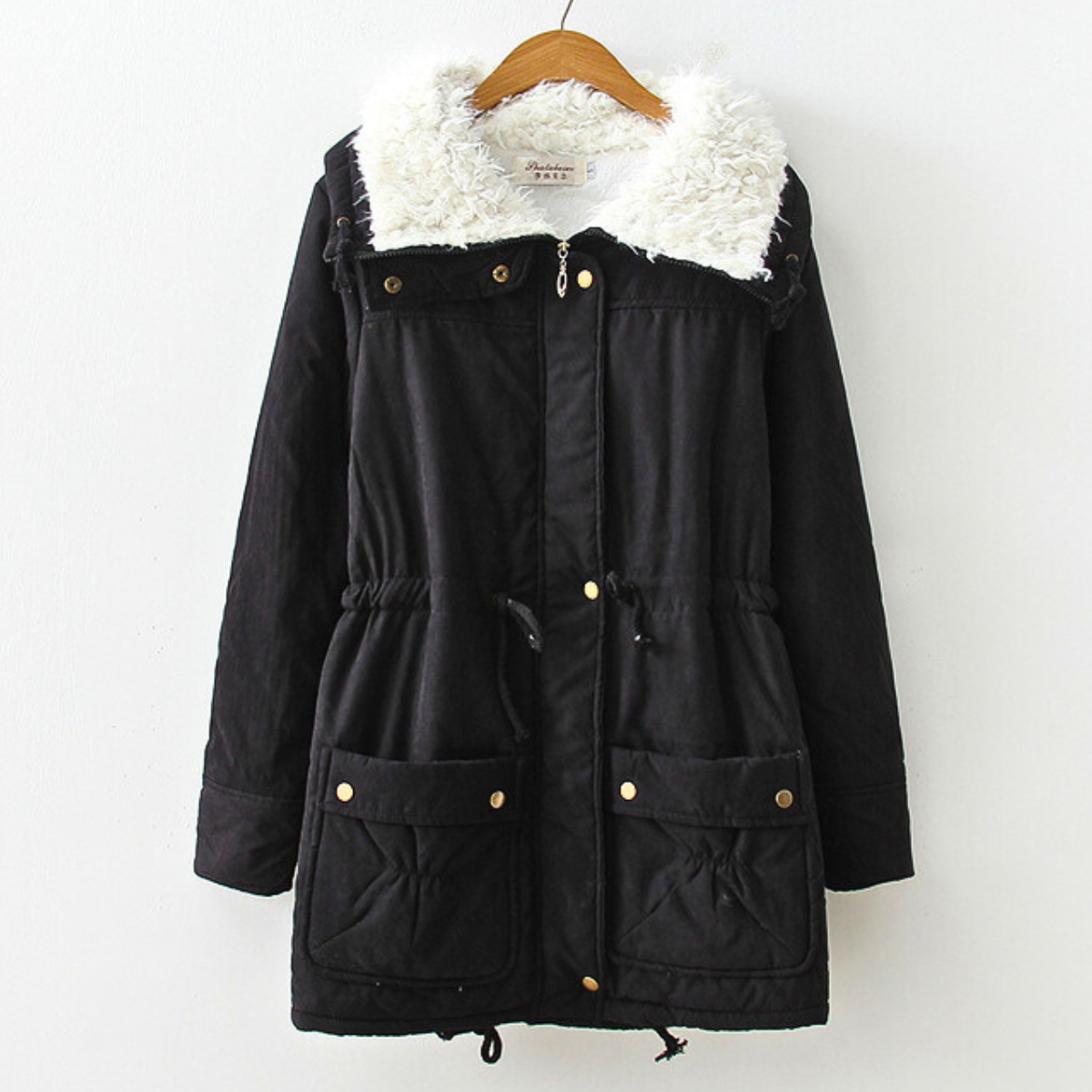 Damen-Winterparka mit Sherpa-Futter und verstellbarer Taille