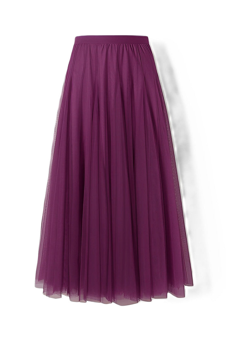 Women's Pleated Midi Skirt in Mesh Fabric