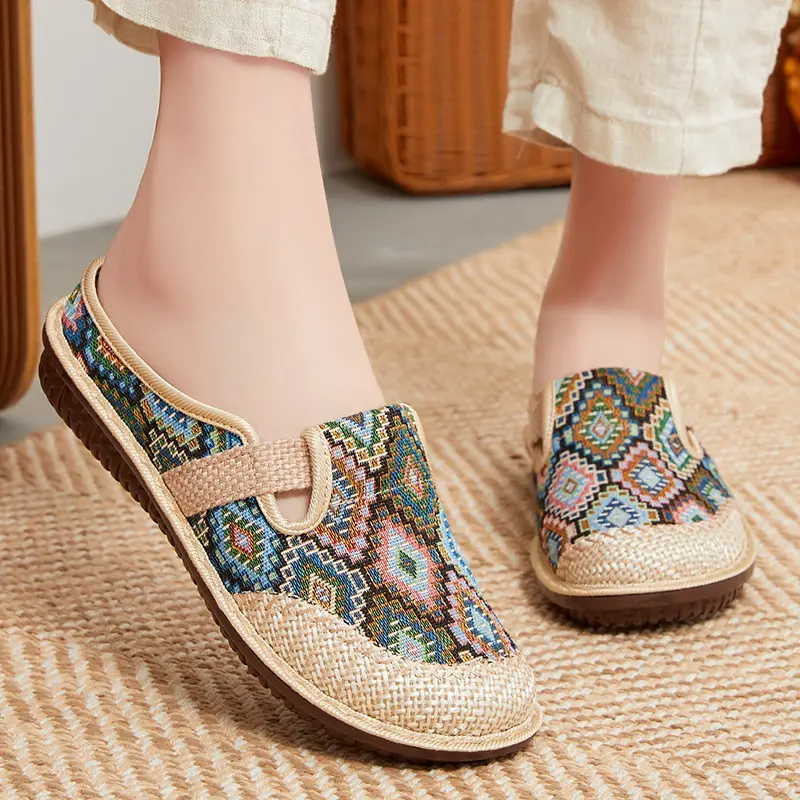 Rosie | Women's Orthopedic Sandals in Embroidered Linen