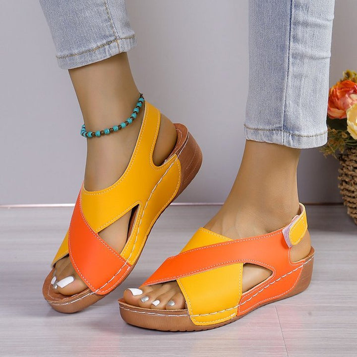 Sophia | Women's Colorblock Cross-strap Summer Wedge Sandals