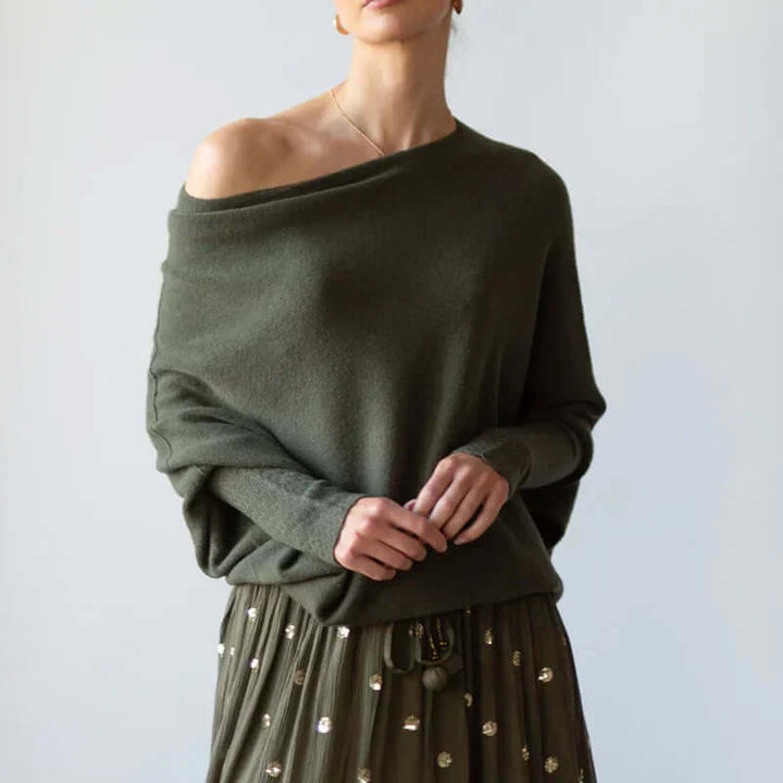 Women's Asymmetric Draped Sweater | Long Hem Design