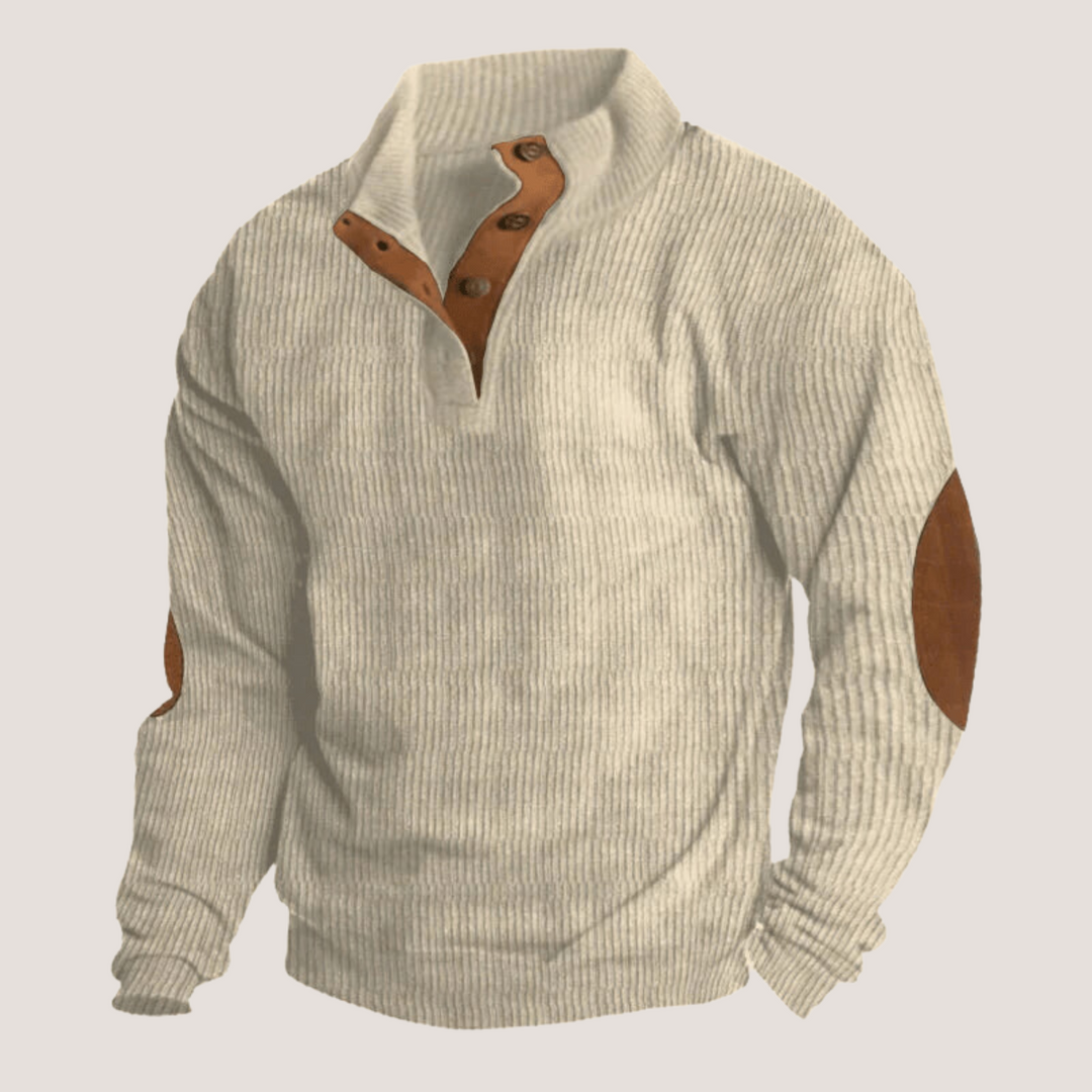 Men's Ribbed Sweater with Button Placket