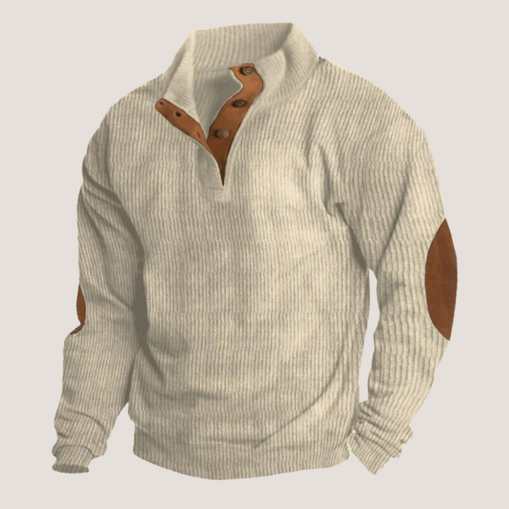 Men's Ribbed Sweater with Button Placket