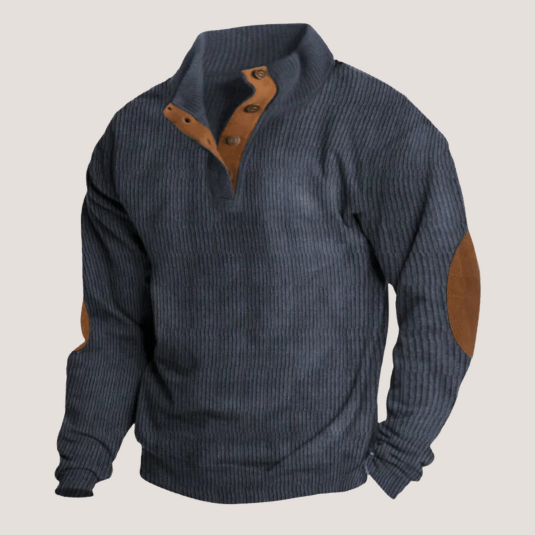 Men's Ribbed Sweater with Button Placket