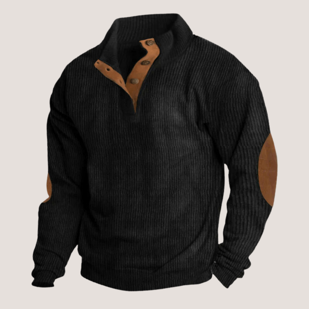 Men's Ribbed Sweater with Button Placket
