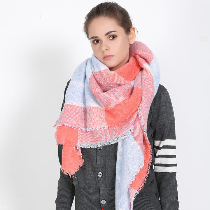 Women's Fringed Checked Scarf