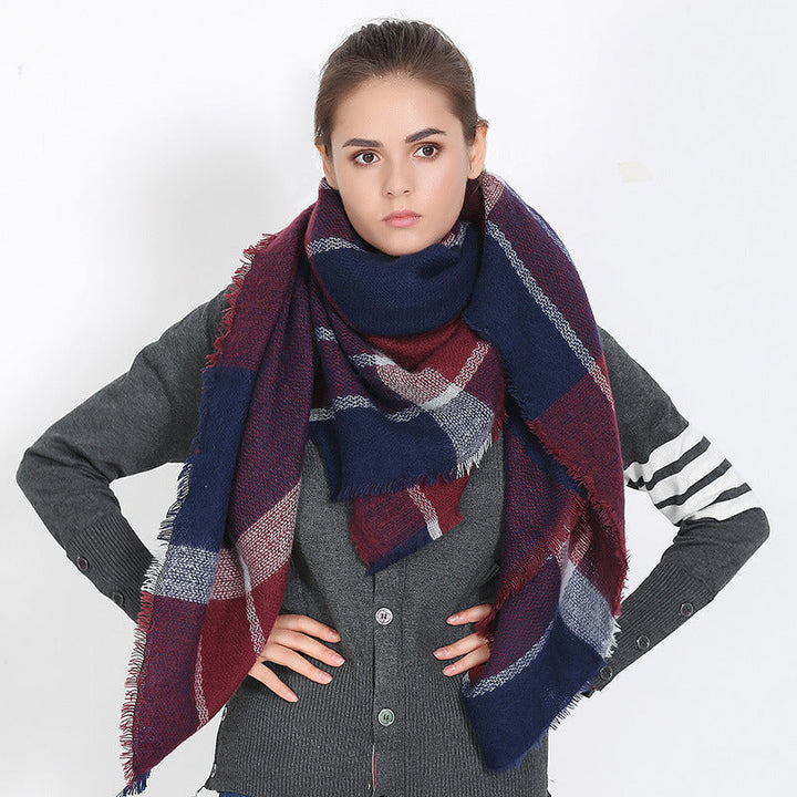 Women's Fringed Checked Scarf