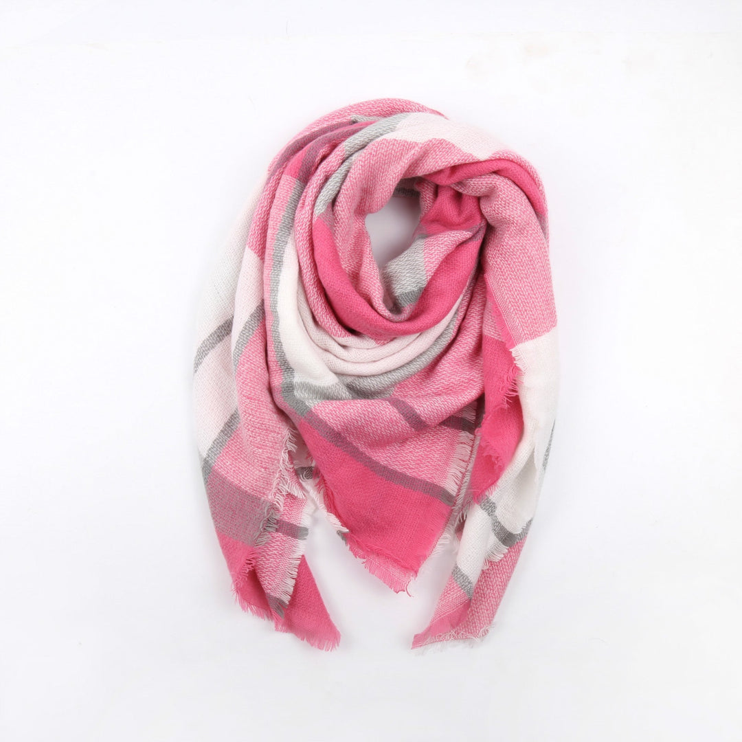 Women's Fringed Checked Scarf
