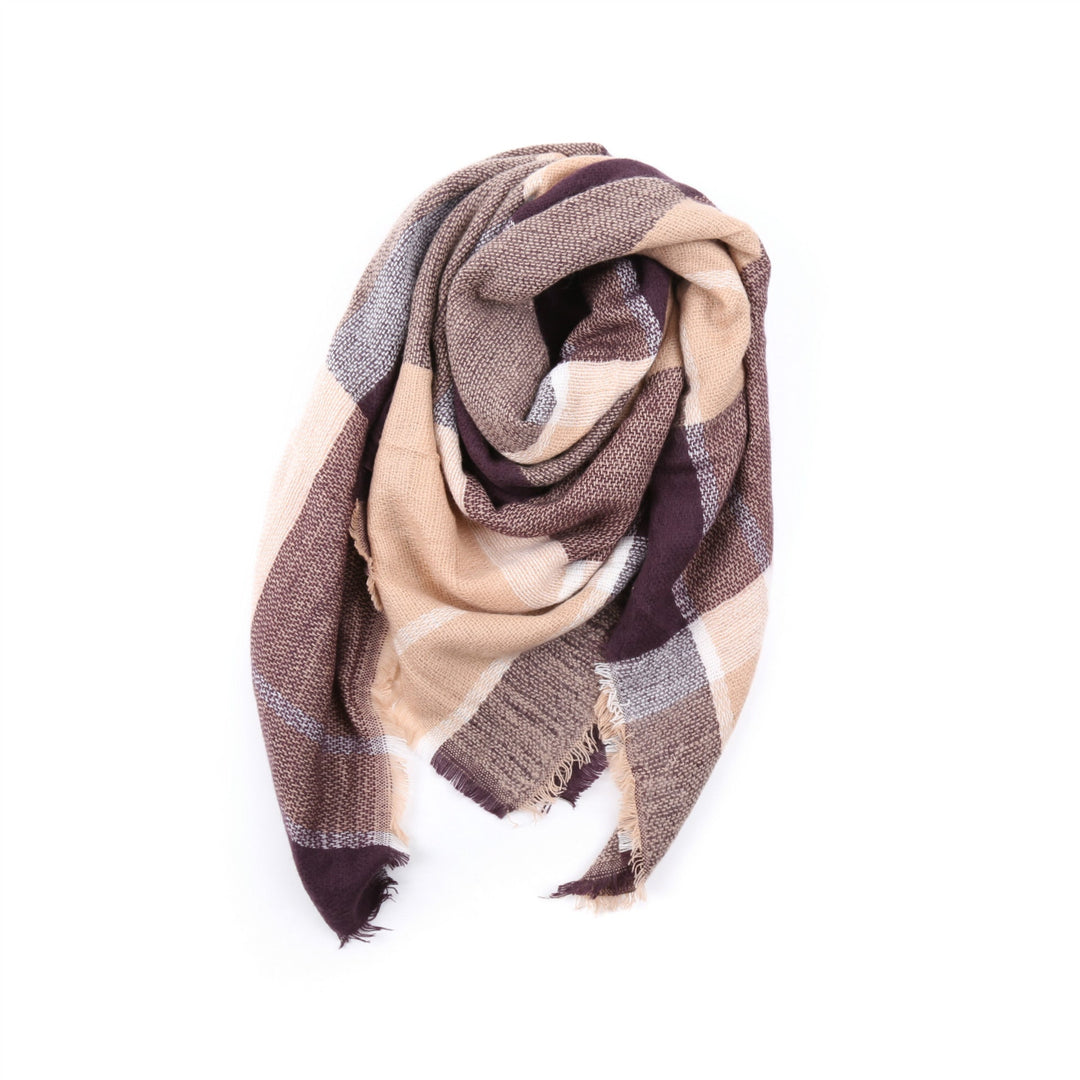 Women's Fringed Checked Scarf
