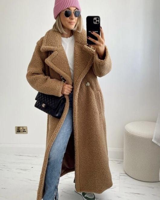 Women's Long Teddy Coat