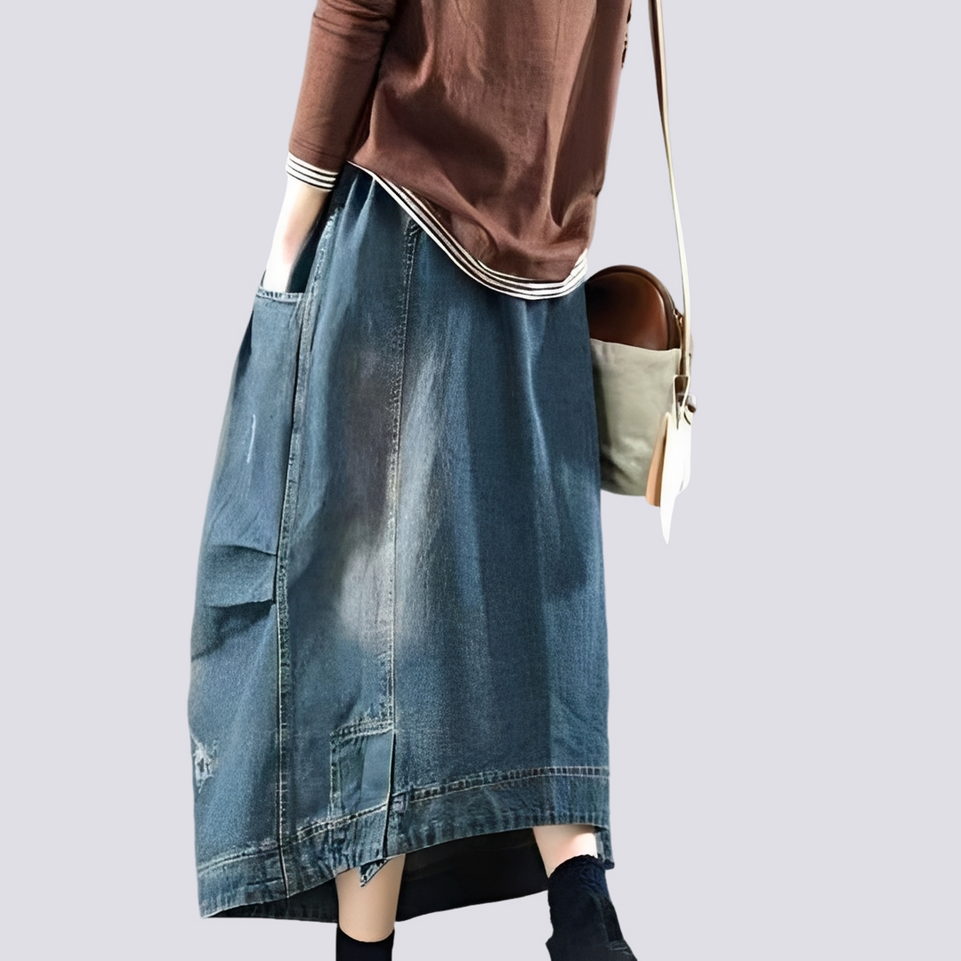 Women's Timeless Patchwork Denim Skirt