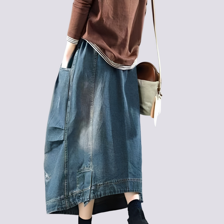 Women's Timeless Patchwork Denim Skirt