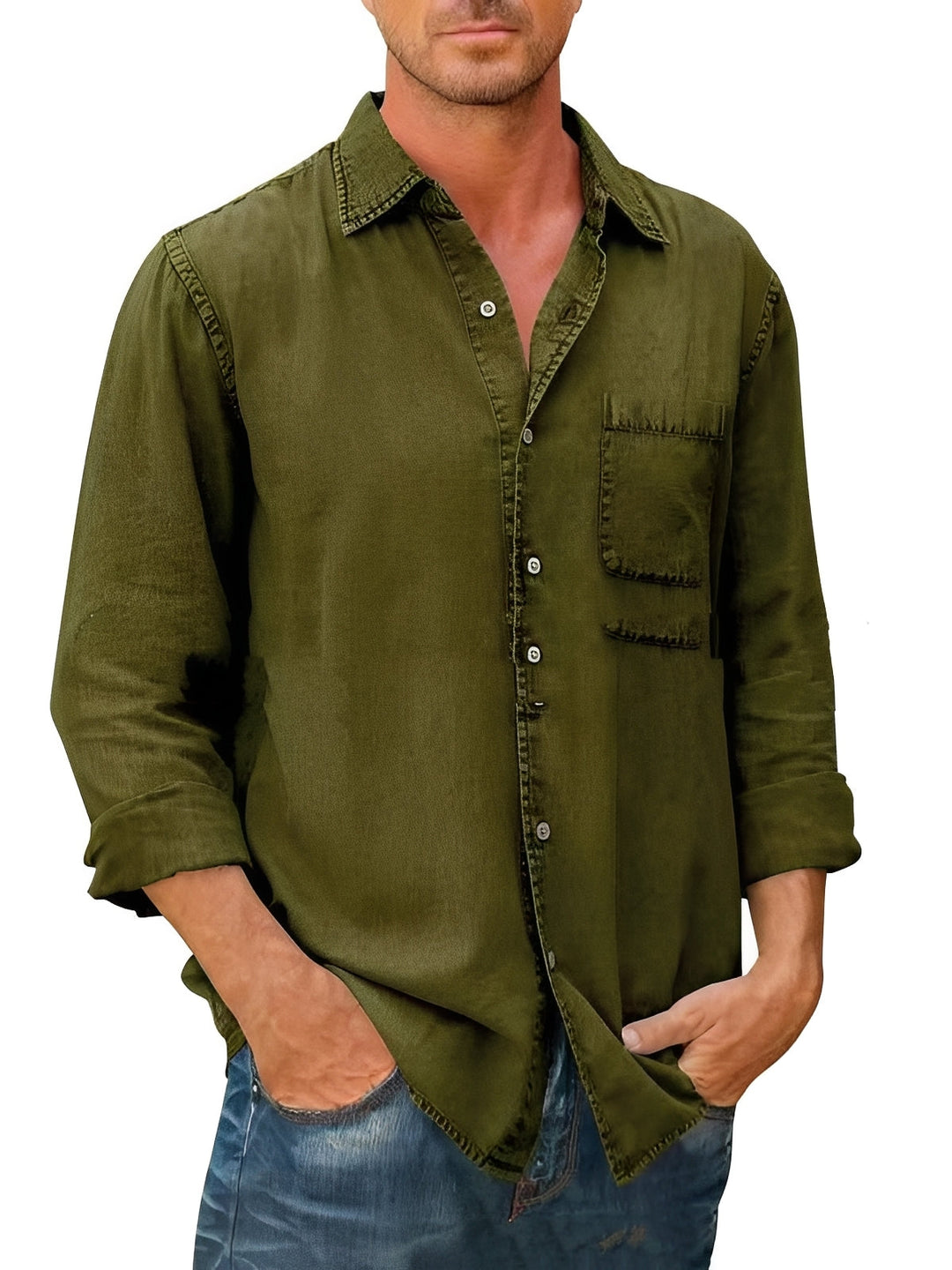 Alfie | Men's Long-Sleeve Casual Washed Shirt