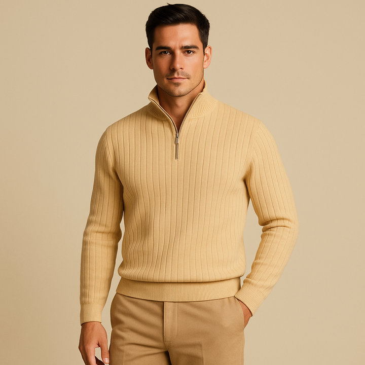Men's Ribbed Half Zip Jumper for Comfortable Style