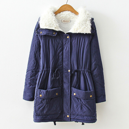 Damen-Winterparka mit Sherpa-Futter und verstellbarer Taille