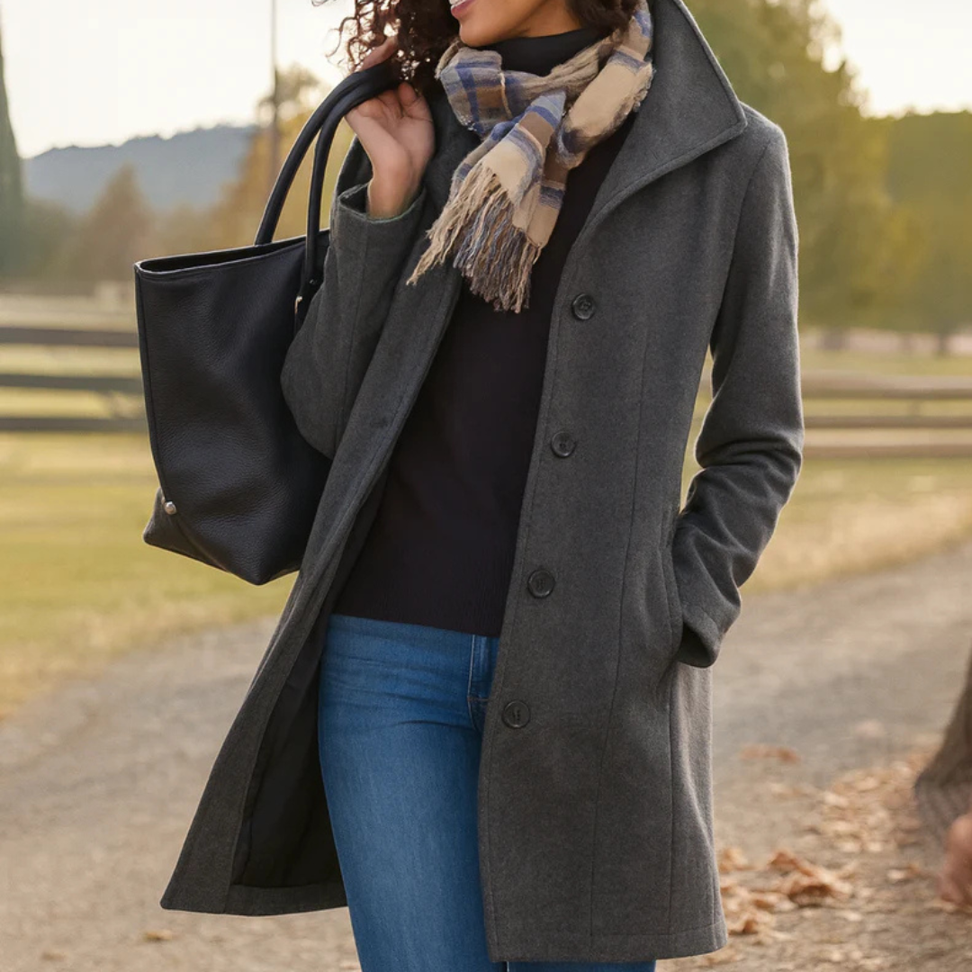 Women's Classic Mid-Length Button Coat