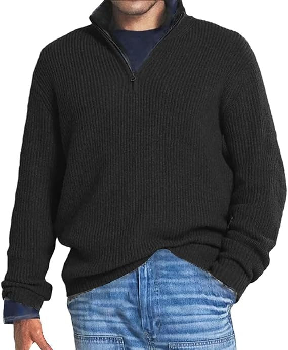 Men's Half Zip Sweater | Ribbed Jumper for Trendy Layering