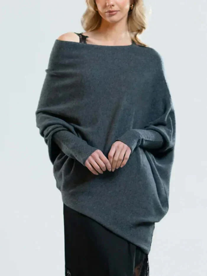 Women's Asymmetric Draped Sweater | Long Hem Design