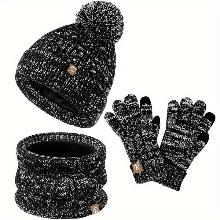 Women's 3-Piece Winter Set with Hat, Scarf, and Gloves