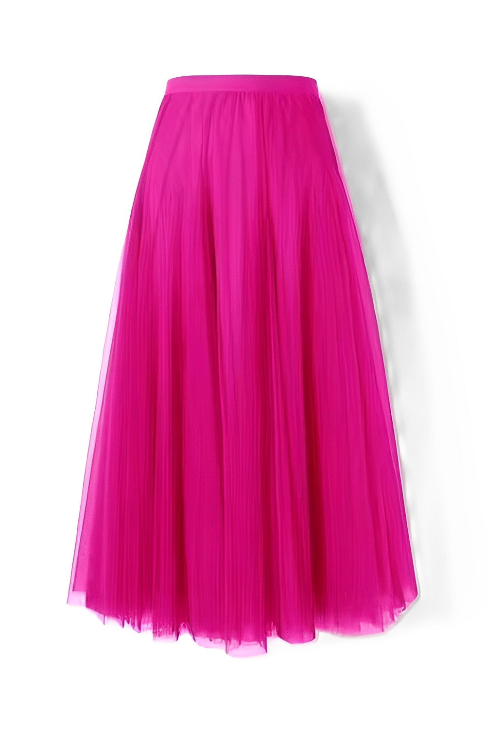 Women's Pleated Midi Skirt in Mesh Fabric