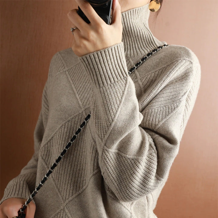 Women’s Stylish Roll Knitted Jumper for a Chic Look