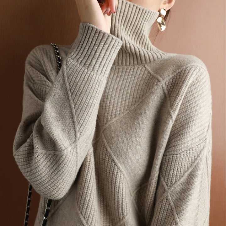 Women’s Stylish Roll Knitted Jumper for a Chic Look