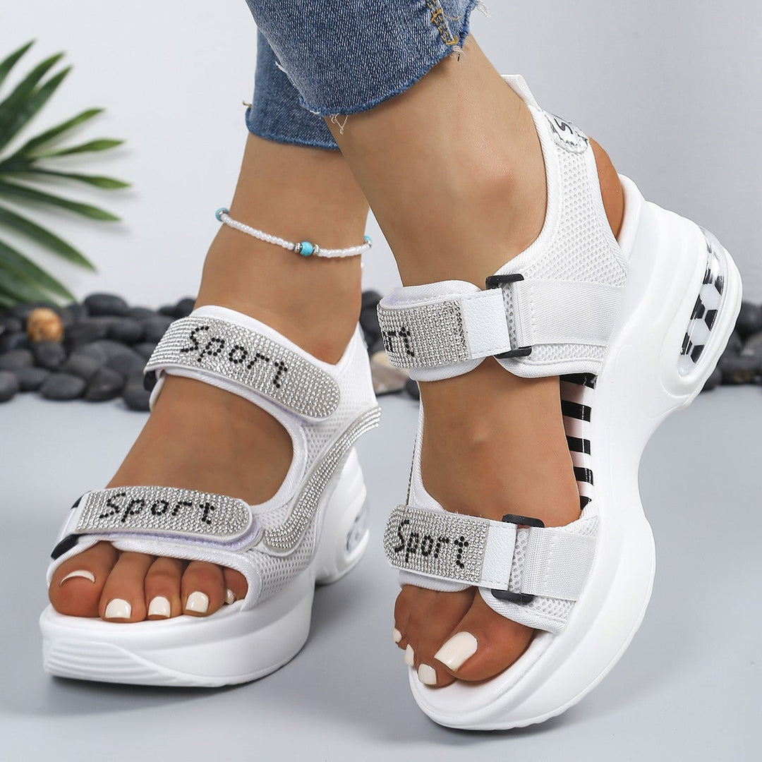 Elegant Women's Orthopedic Platform Sandals with Crystal Accents