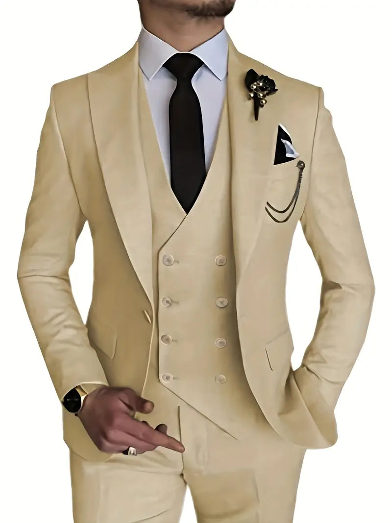 James | Men's Three-Piece Business Blazer, Vest, and Trouser Set
