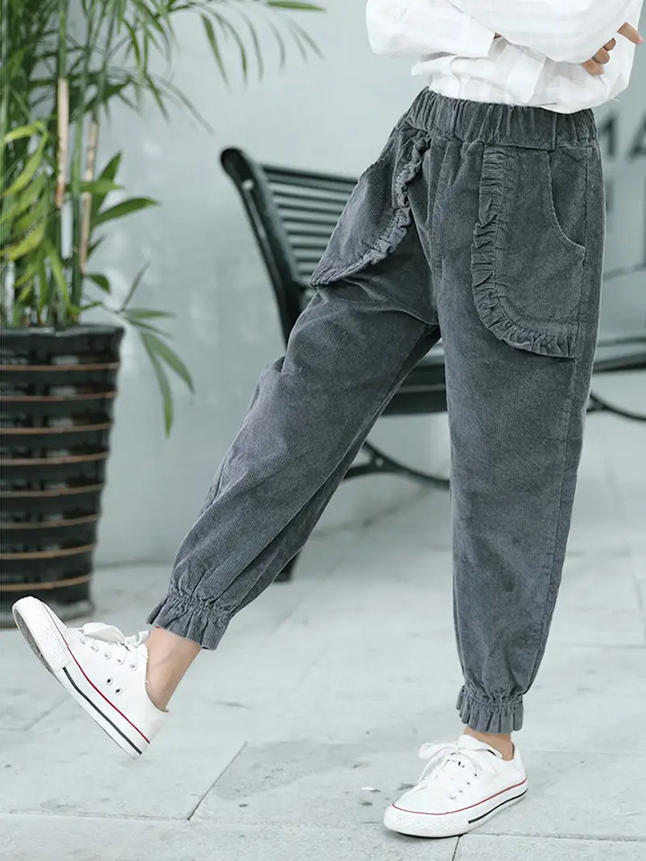 Women's Cropped Corduroy Trousers for Winter