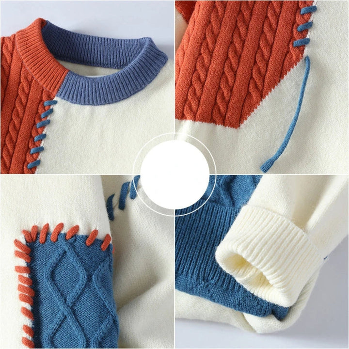 Men's Cozy Patchwork Knit Sweater