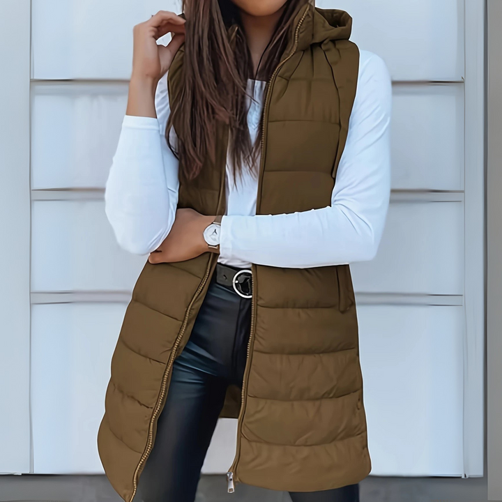 Women's Long Hooded Puffer Vest