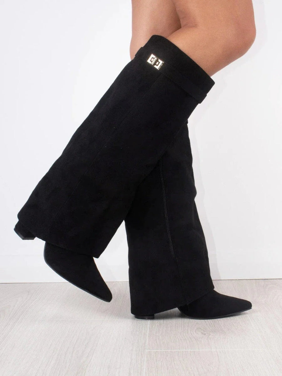 Milly | Women's Stylish Leather Thigh-High Boots with Buckle
