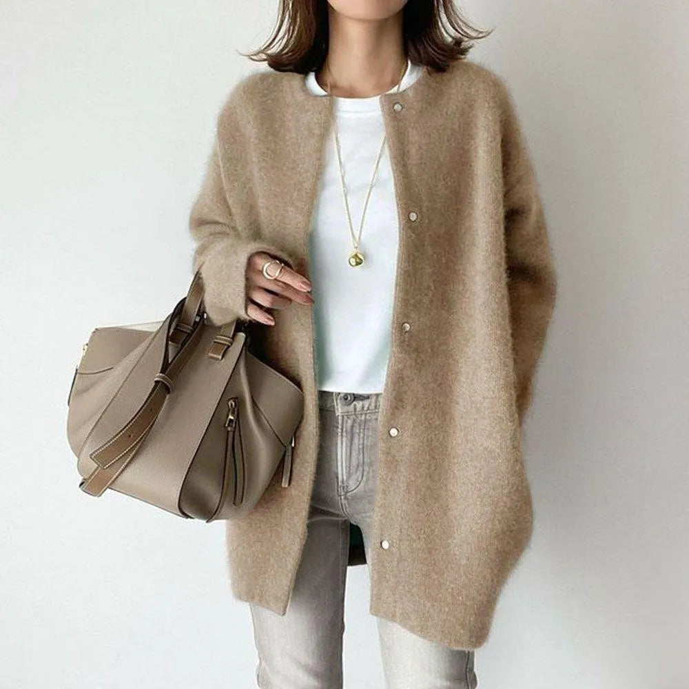 Women's Cozy Knitted Cardigan with Button Closure