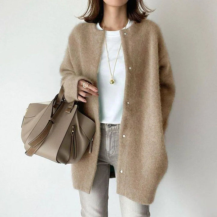 Women's Cozy Knitted Cardigan with Button Closure
