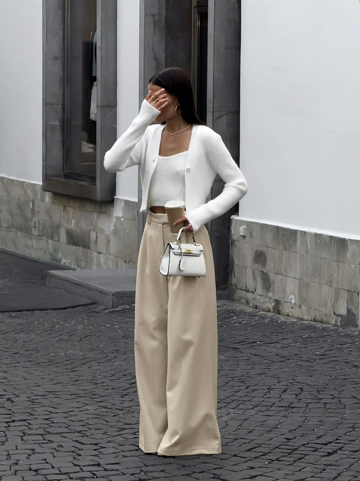 Women's High Waisted Wide Leg Casual Trousers