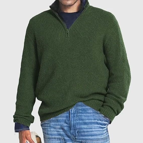 Men's Half Zip Sweater | Ribbed Jumper for Trendy Layering
