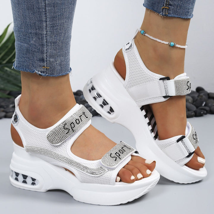 Elegant Women's Orthopedic Platform Sandals with Crystal Accents