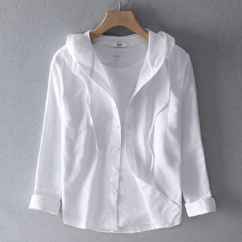 Zack | Men's Casual Long Sleeve Linen Shirt with Hood