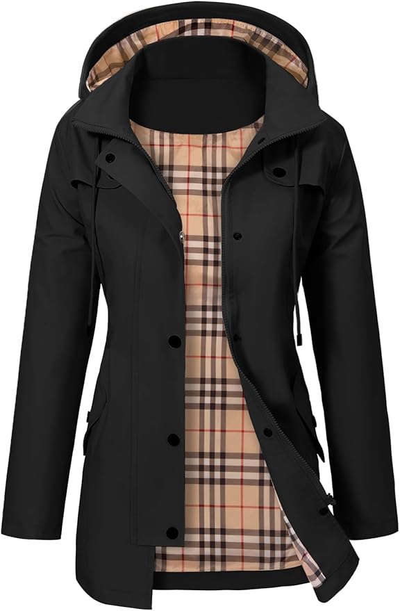 Women's Hooded Parka with Buttons and Pockets