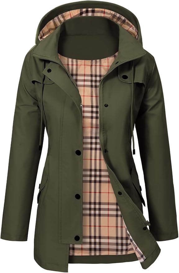 Women's Hooded Parka with Buttons and Pockets