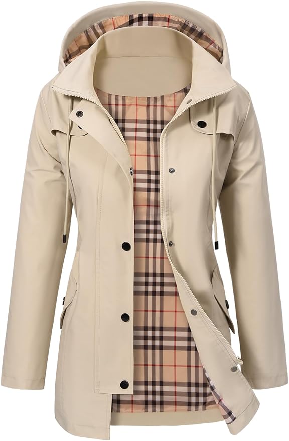 Women's Hooded Parka with Buttons and Pockets