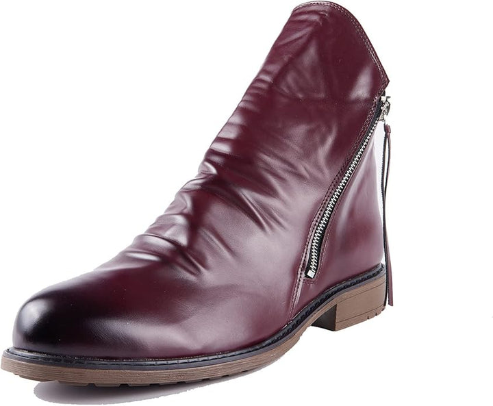 Men's Stylish Ankle Boots | Side Zip Design with Low Heel