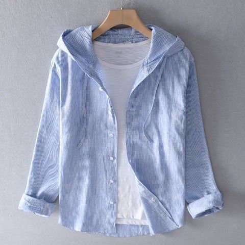 Zack | Men's Casual Long Sleeve Linen Shirt with Hood