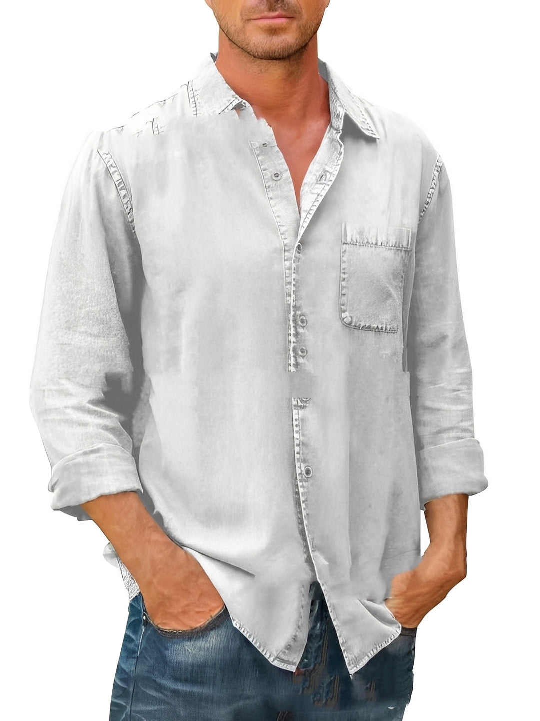 Alfie | Men's Long-Sleeve Casual Washed Shirt