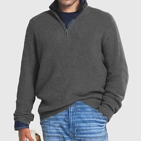 Men's Half Zip Sweater | Ribbed Jumper for Trendy Layering