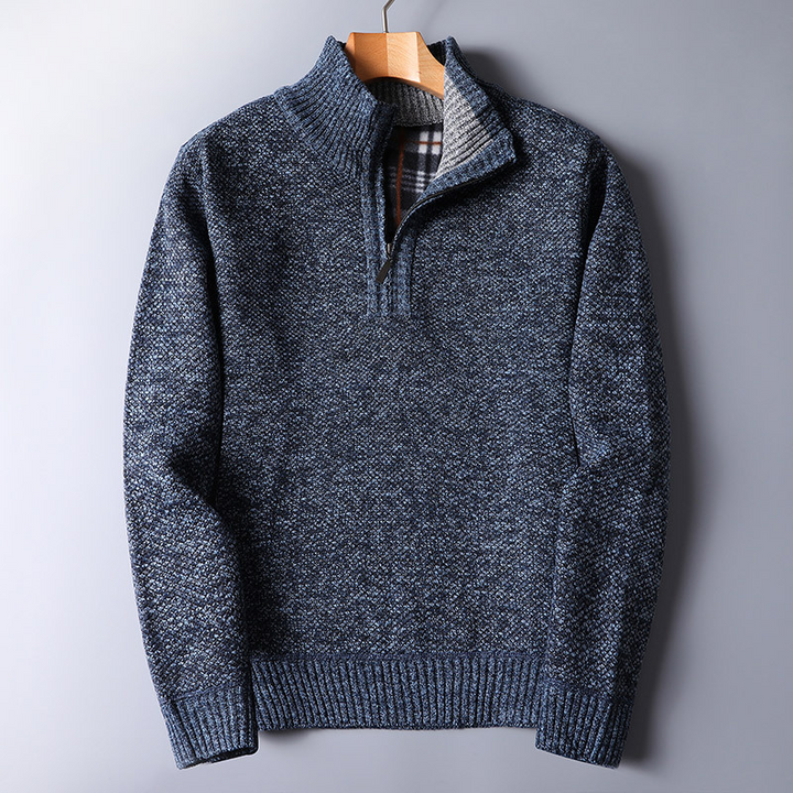Men's Cozy Knit Sweater with Zipper Closure