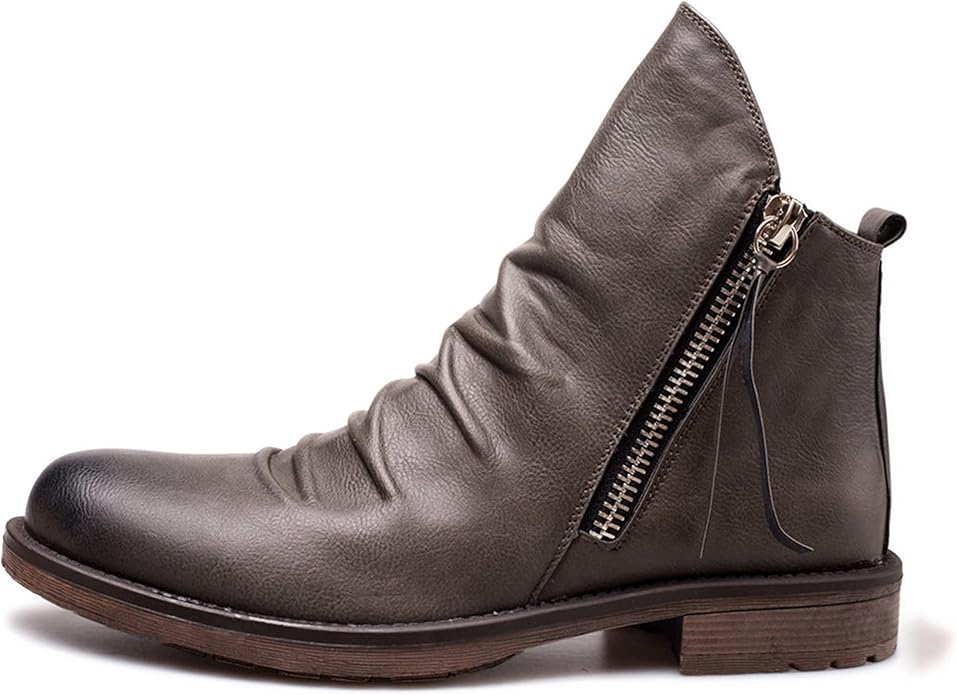 Men's Stylish Ankle Boots | Side Zip Design with Low Heel