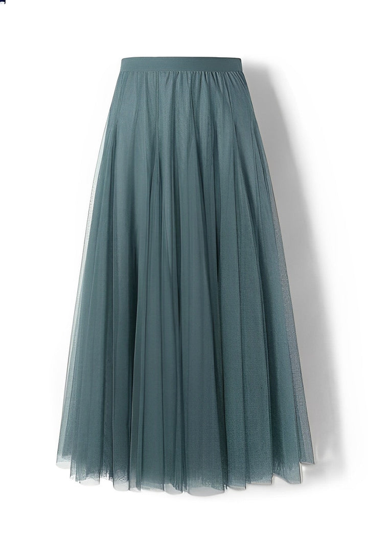 Women's Pleated Midi Skirt in Mesh Fabric