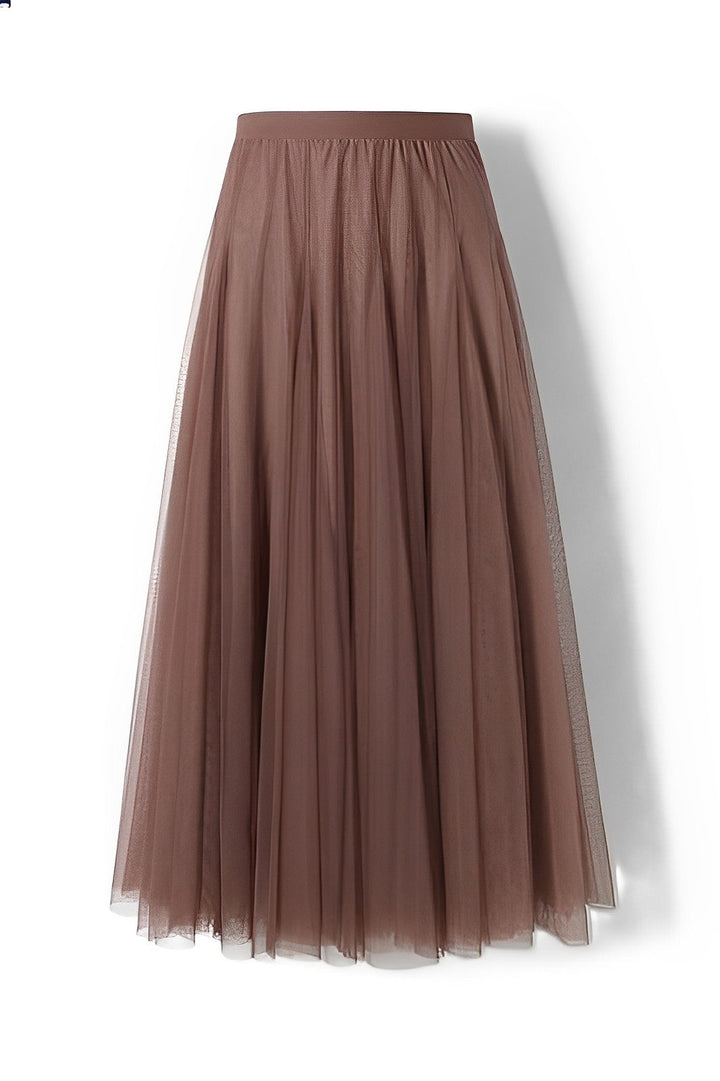 Women's Pleated Midi Skirt in Mesh Fabric
