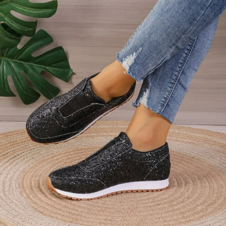 Nika | Women's Glitter Slip-On Sneakers | Casual Low-Cut Style